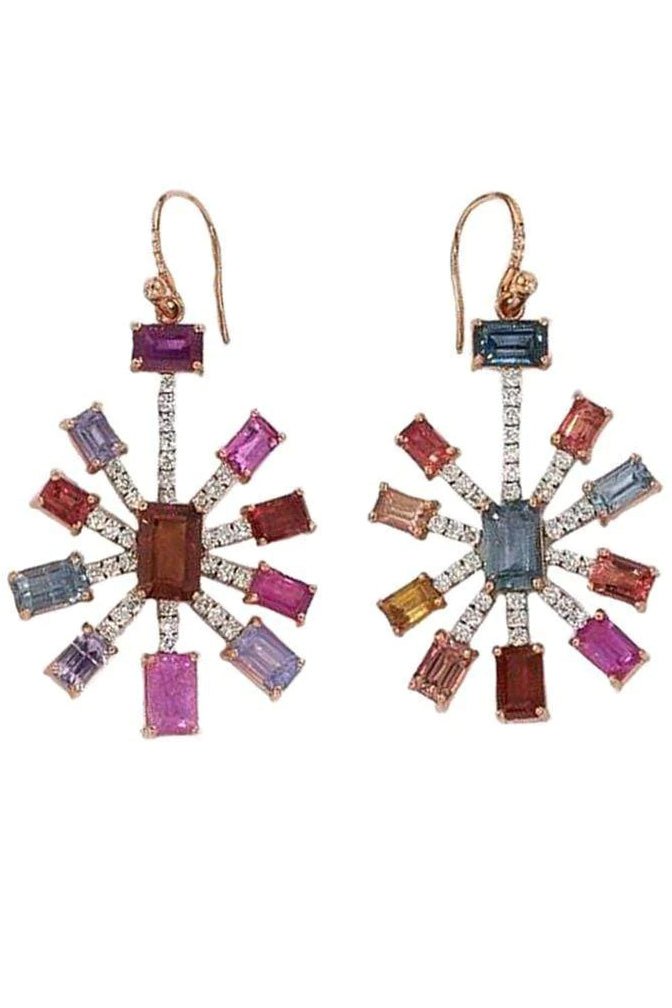 IRENE NEUWIRTH JEWELRY-Gemmy Gem Multi Sapphire Earrings-ROSE GOLD