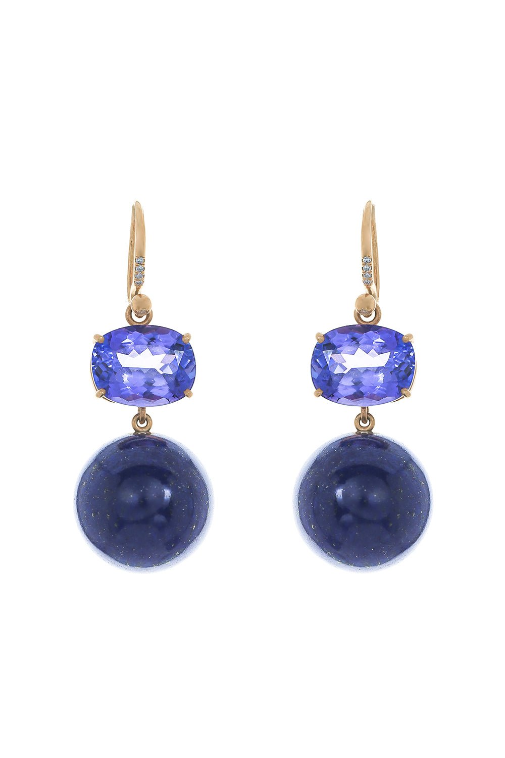 IRENE NEUWIRTH JEWELRY-Gumball Tanzanite Lapis Earrings-ROSE GOLD