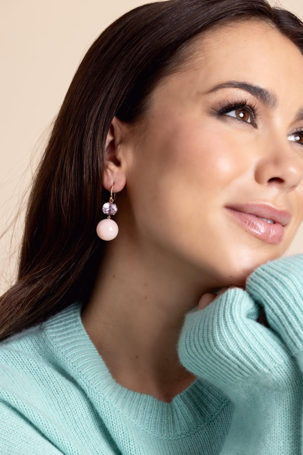 IRENE NEUWIRTH JEWELRY-Kunzite Pink Opal Earrings-ROSE GOLD