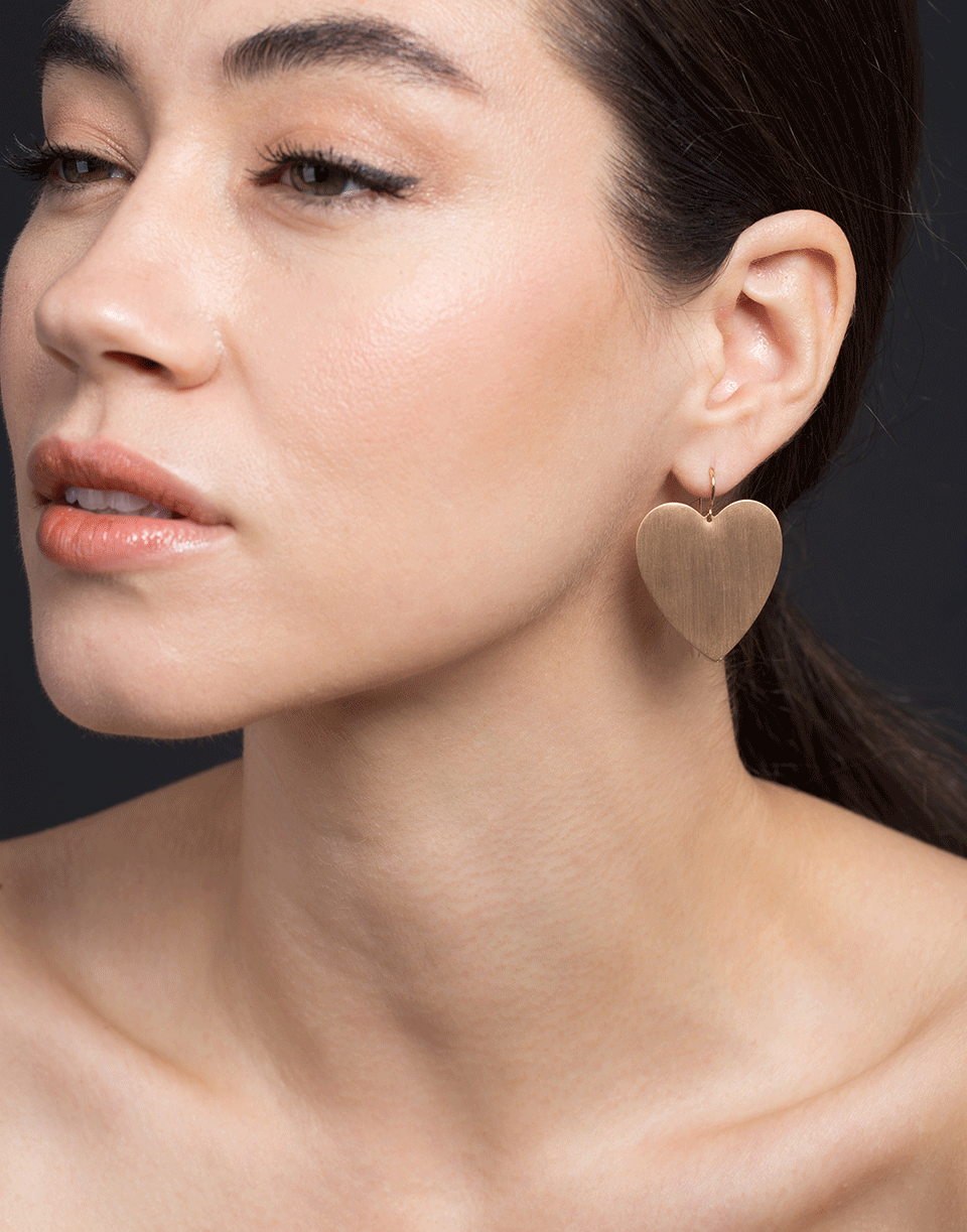 IRENE NEUWIRTH JEWELRY-Large Heart Shape Flat Gold Earrings-ROSE GOLD