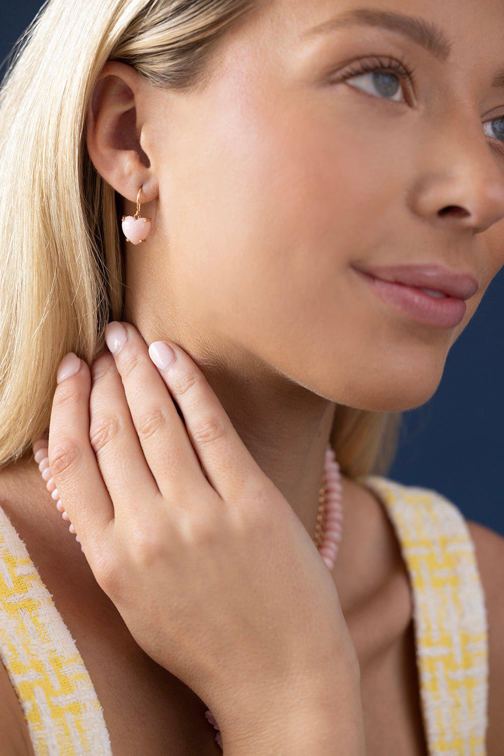 IRENE NEUWIRTH JEWELRY-Love Pink Opal Heart Earrings-ROSE GOLD
