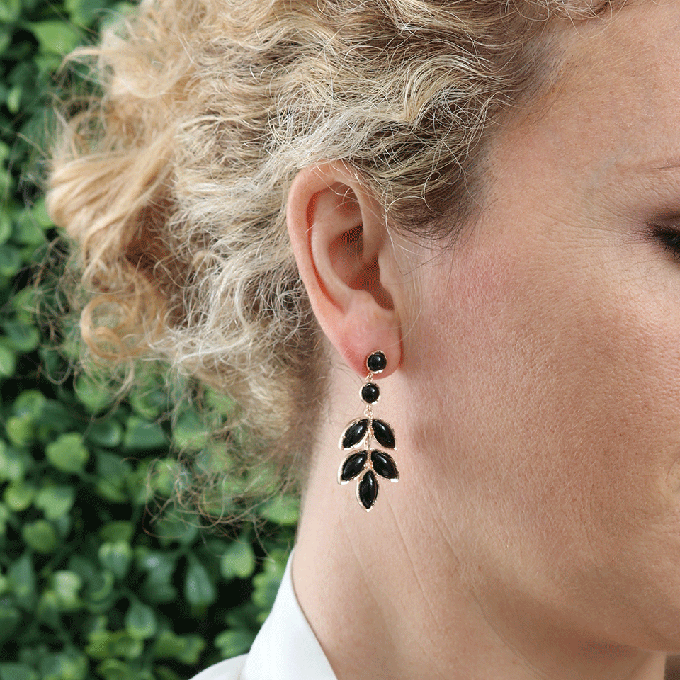 IRENE NEUWIRTH JEWELRY-Marquis Black Onyx Earrings-ROSE GOLD