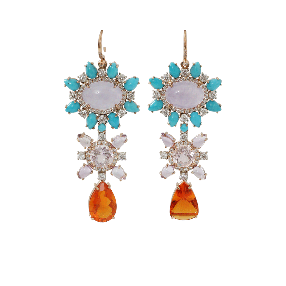 IRENE NEUWIRTH JEWELRY-Mixed Fire Opal And Lavender Jade Earrings-ROSE GOLD
