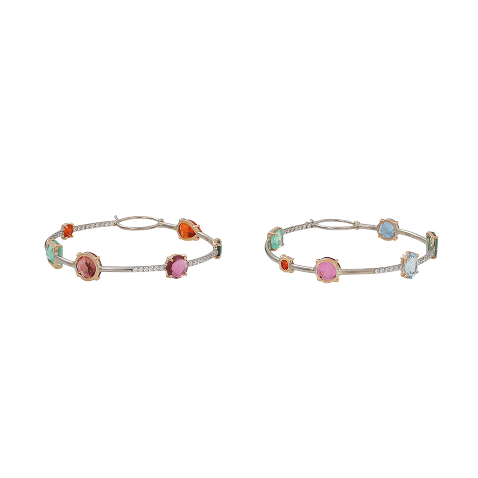 IRENE NEUWIRTH JEWELRY-Mixed Stone Diamond Hoop Earrings-ROSE GOLD