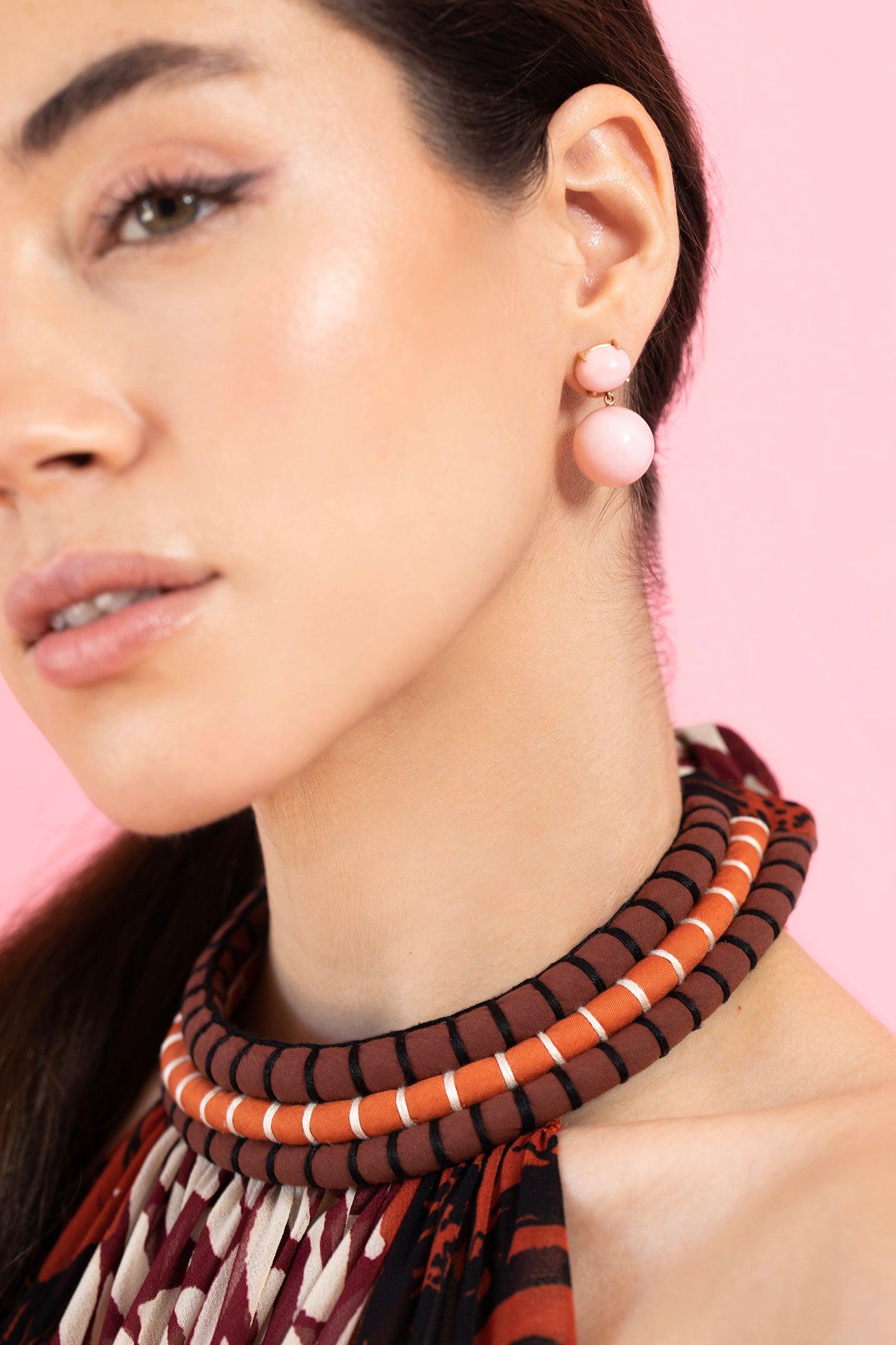 IRENE NEUWIRTH JEWELRY-Pink Opal Gumball Drop Earrings-ROSE GOLD
