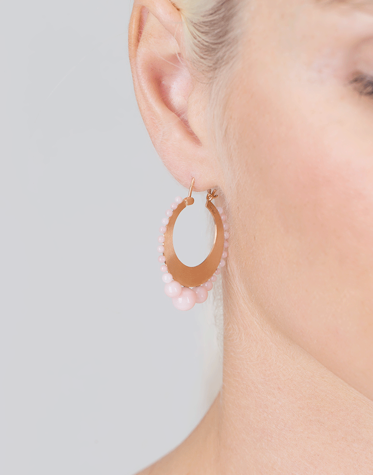 IRENE NEUWIRTH JEWELRY-Pink Opal Hoops-ROSE GOLD