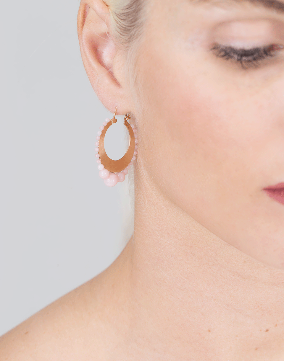 IRENE NEUWIRTH JEWELRY-Pink Opal Hoops-ROSE GOLD