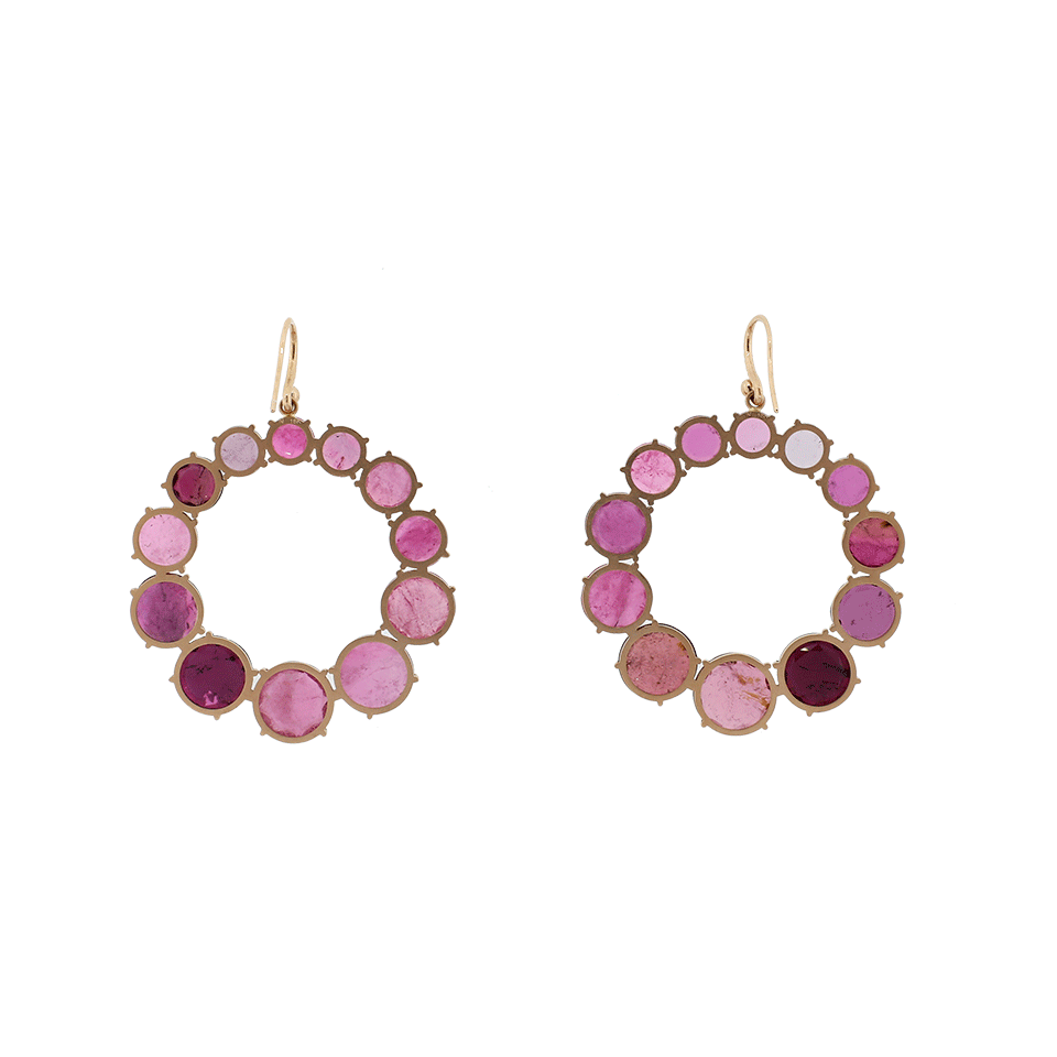 IRENE NEUWIRTH JEWELRY-Pink Tourmaline Front Hoop Earrings-ROSE GOLD