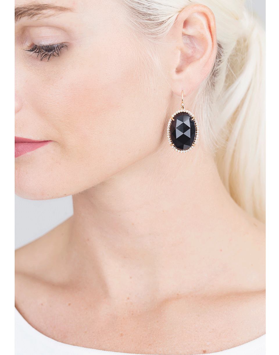IRENE NEUWIRTH JEWELRY-Rose Cut Black Onyx Earrings-ROSE GOLD
