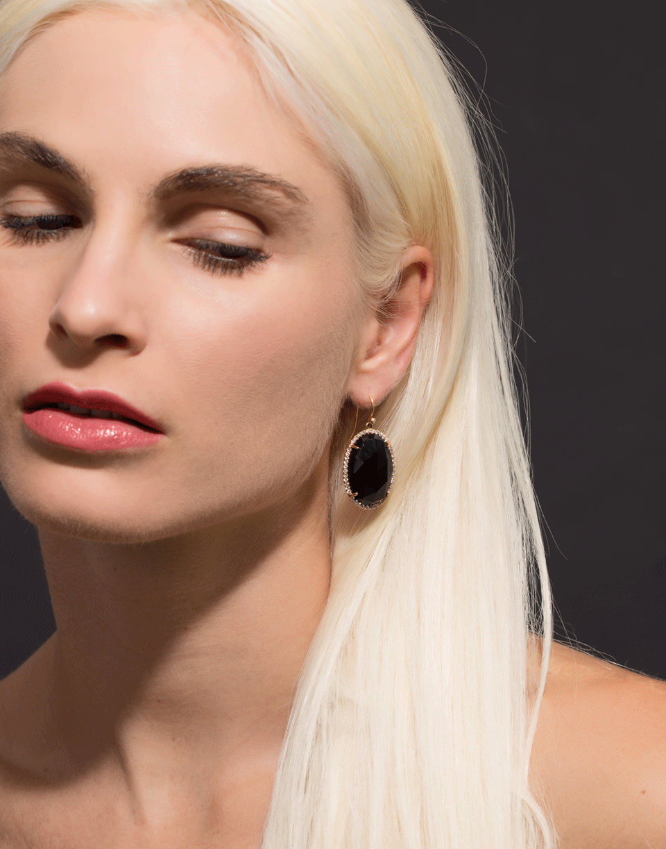 IRENE NEUWIRTH JEWELRY-Rose Cut Black Onyx Earrings-ROSE GOLD