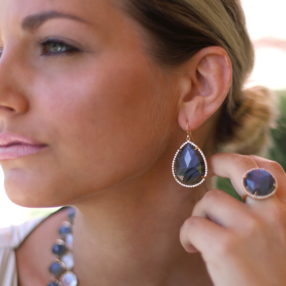 IRENE NEUWIRTH JEWELRY-Rose Cut Labradorite Earrings-ROSE GOLD