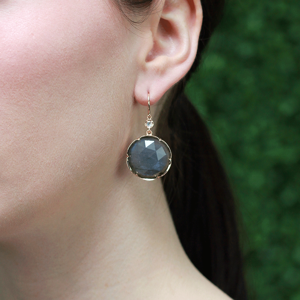 IRENE NEUWIRTH JEWELRY-Rose Cut Labradorite Earrings-ROSE GOLD