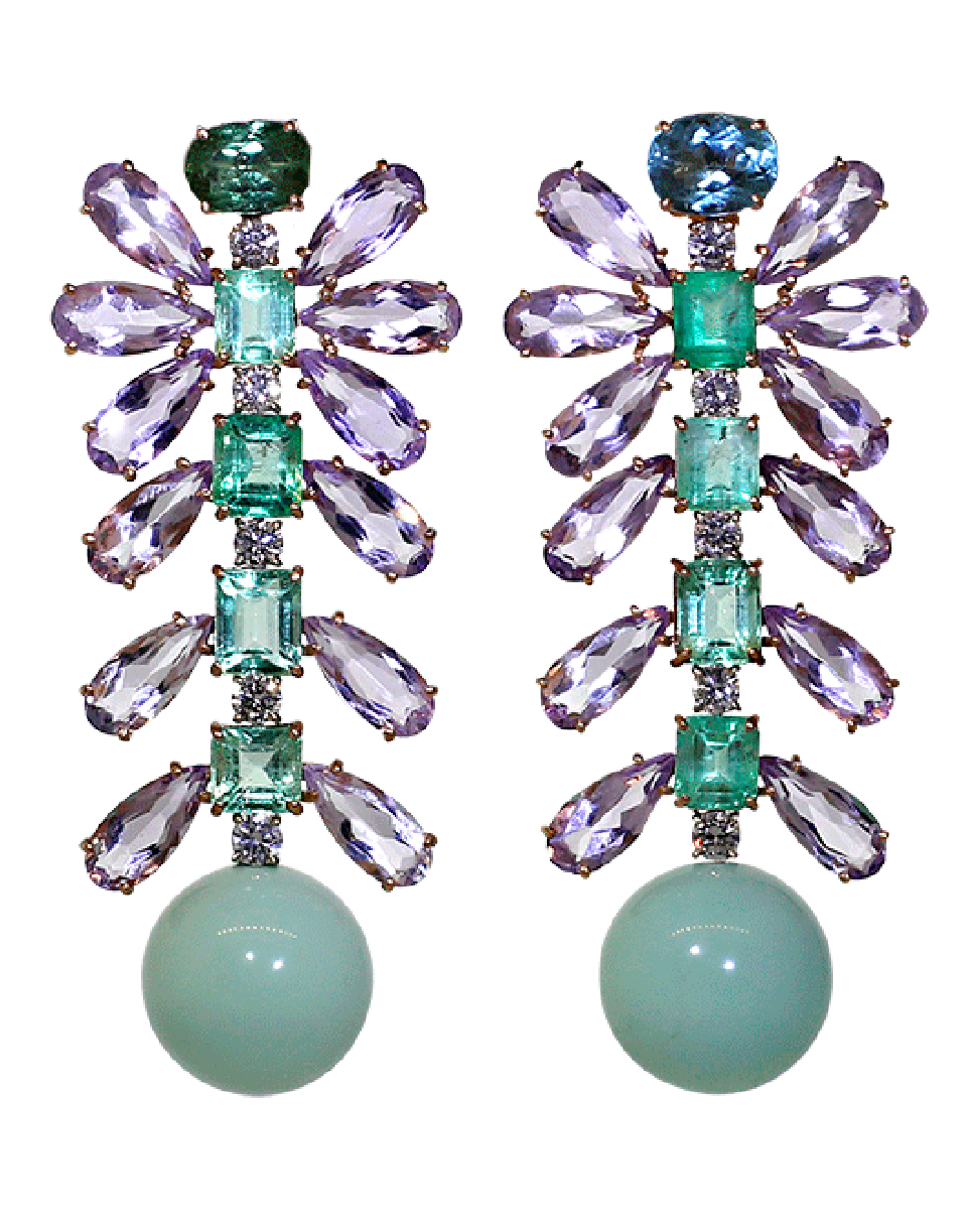 IRENE NEUWIRTH JEWELRY-Tourmaline And Emerald Earrings-ROSE GOLD