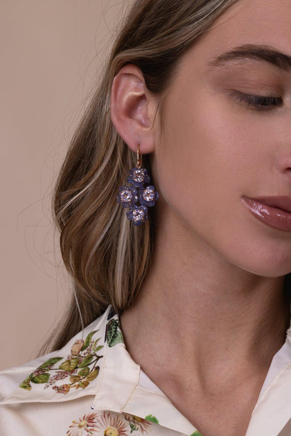  IRENE NEUWIRTH JEWELRY-Tropical Flower Tanzanite Drop Earrings-ROSE GOLD 
