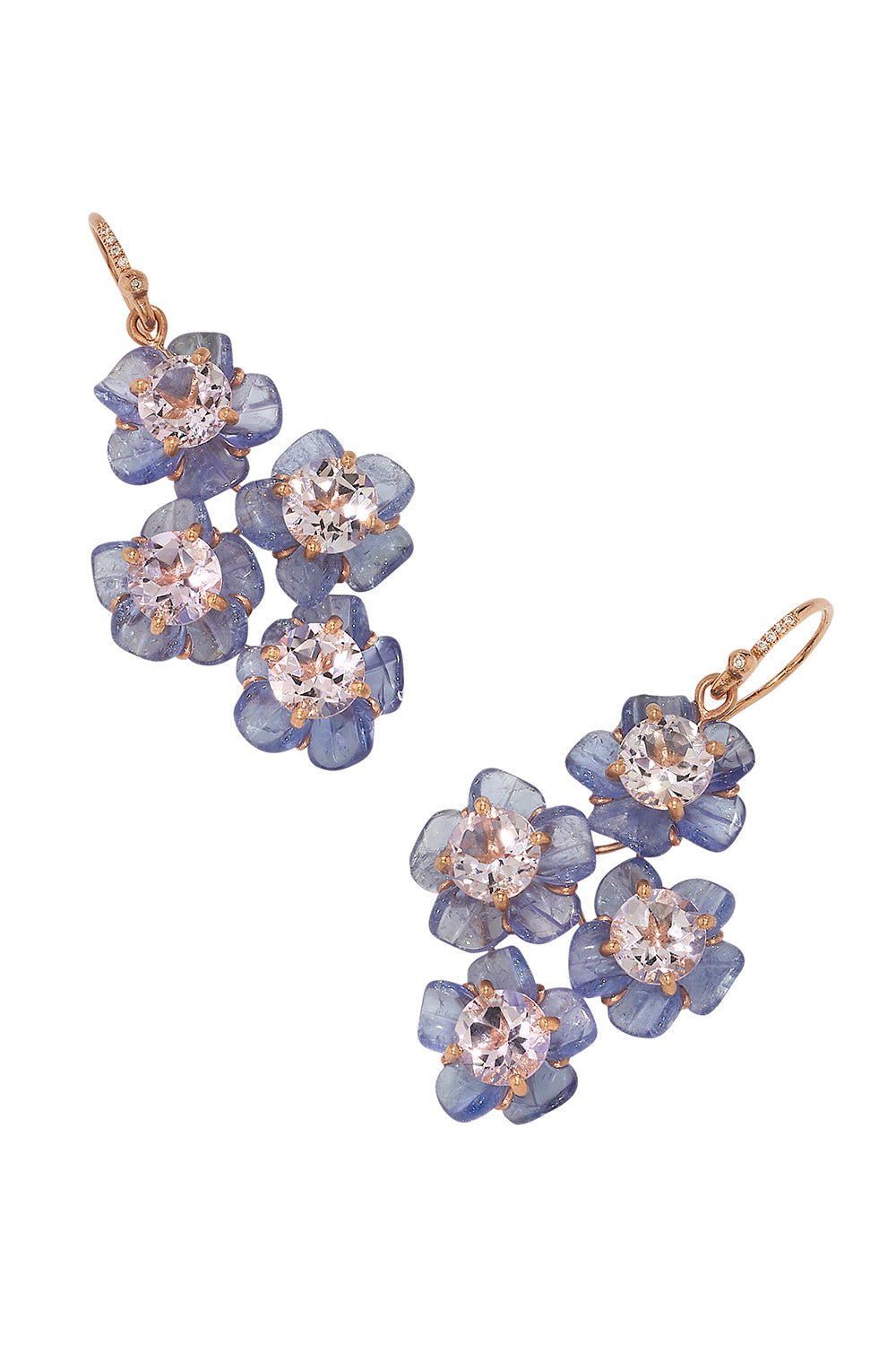  IRENE NEUWIRTH JEWELRY-Tropical Flower Tanzanite Drop Earrings-ROSE GOLD 