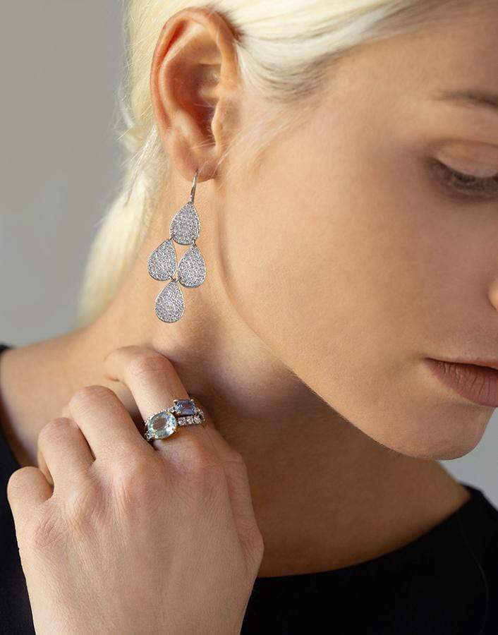 IRENE NEUWIRTH JEWELRY-Pave Diamond Four-Drop Chandelier Earrings-WHITE GOLD