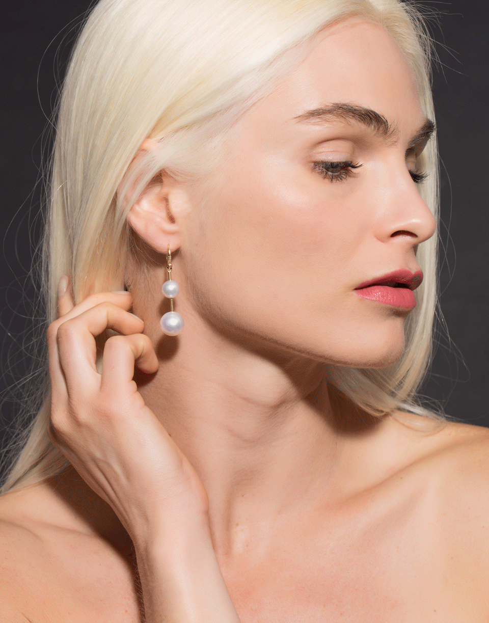 IRENE NEUWIRTH JEWELRY-Akoya Pearl And Diamond Drop Earrings-YELLOW GOLD