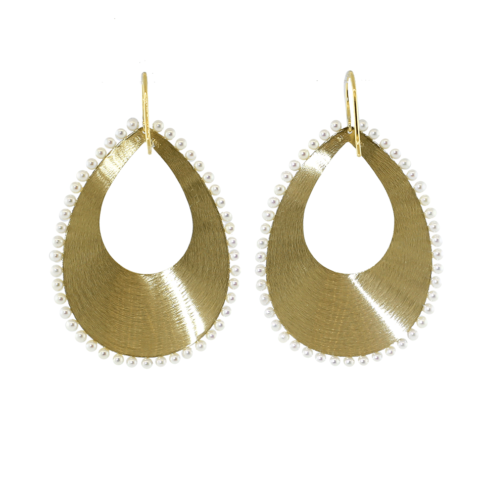 IRENE NEUWIRTH JEWELRY-Akoya Pearl And Pear Shaped Gold Earrings-YELLOW GOLD