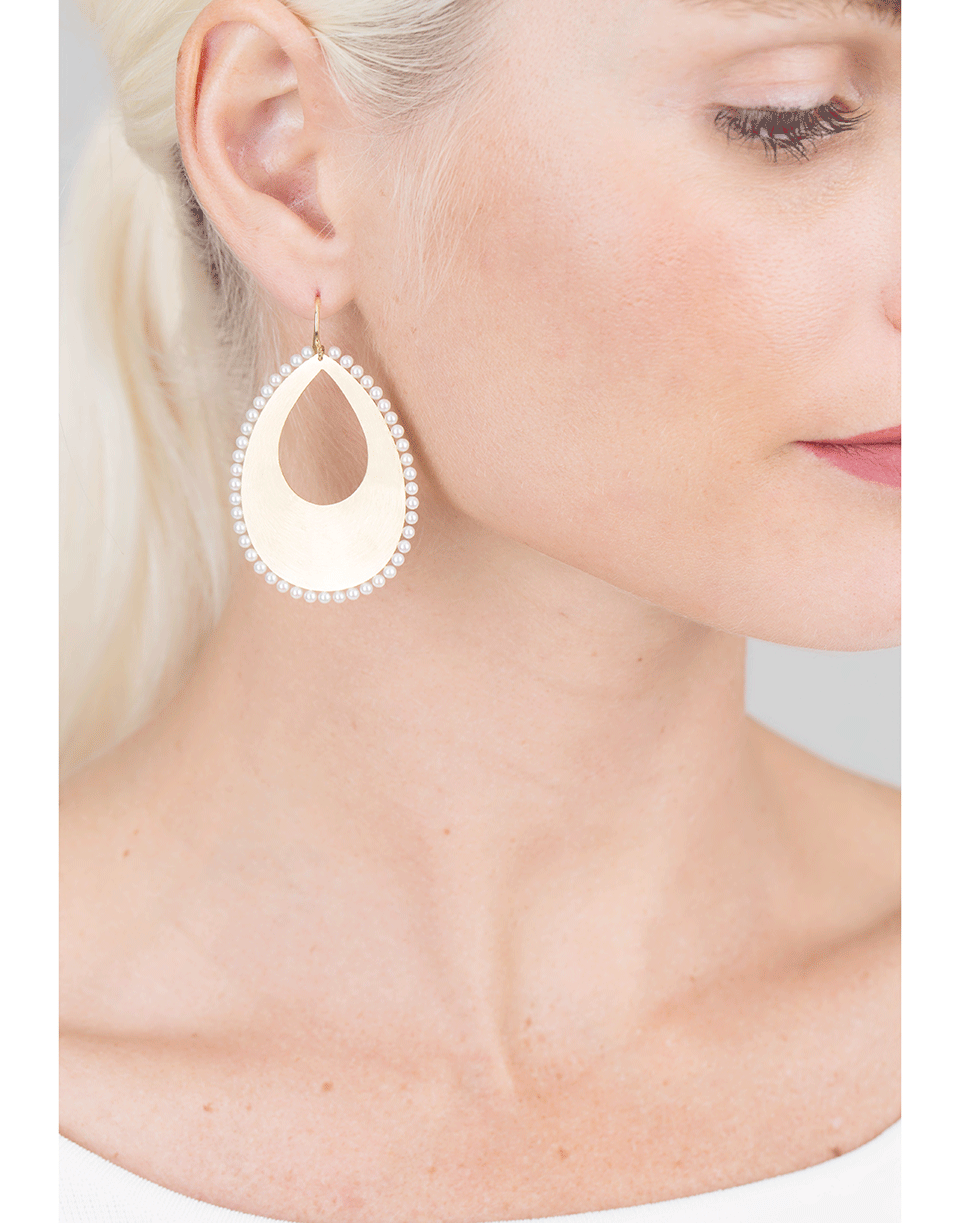 IRENE NEUWIRTH JEWELRY-Akoya Pearl And Pear Shaped Gold Earrings-YELLOW GOLD