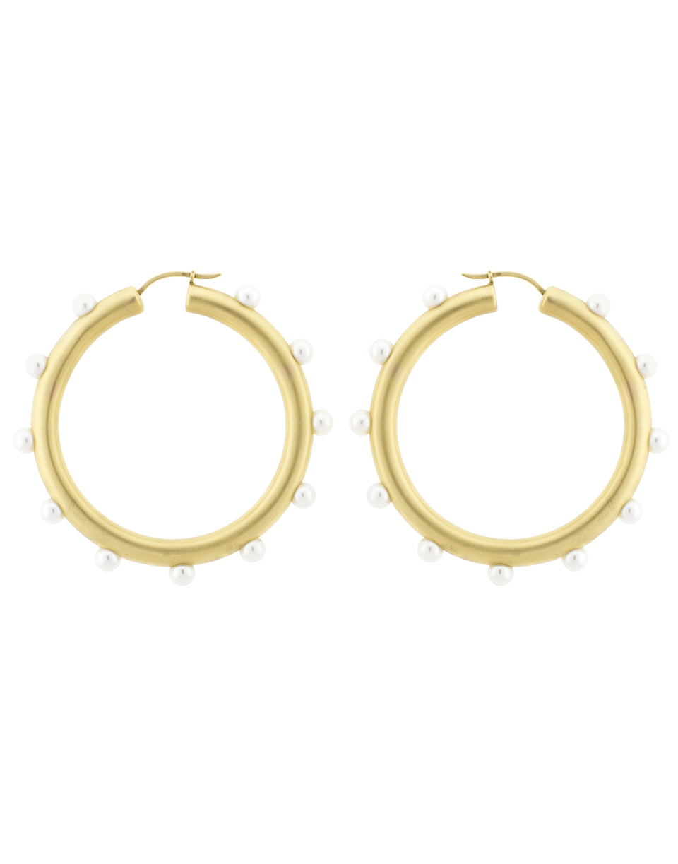 IRENE NEUWIRTH JEWELRY-Akoya Pearl Hoop Earrings-YELLOW GOLD