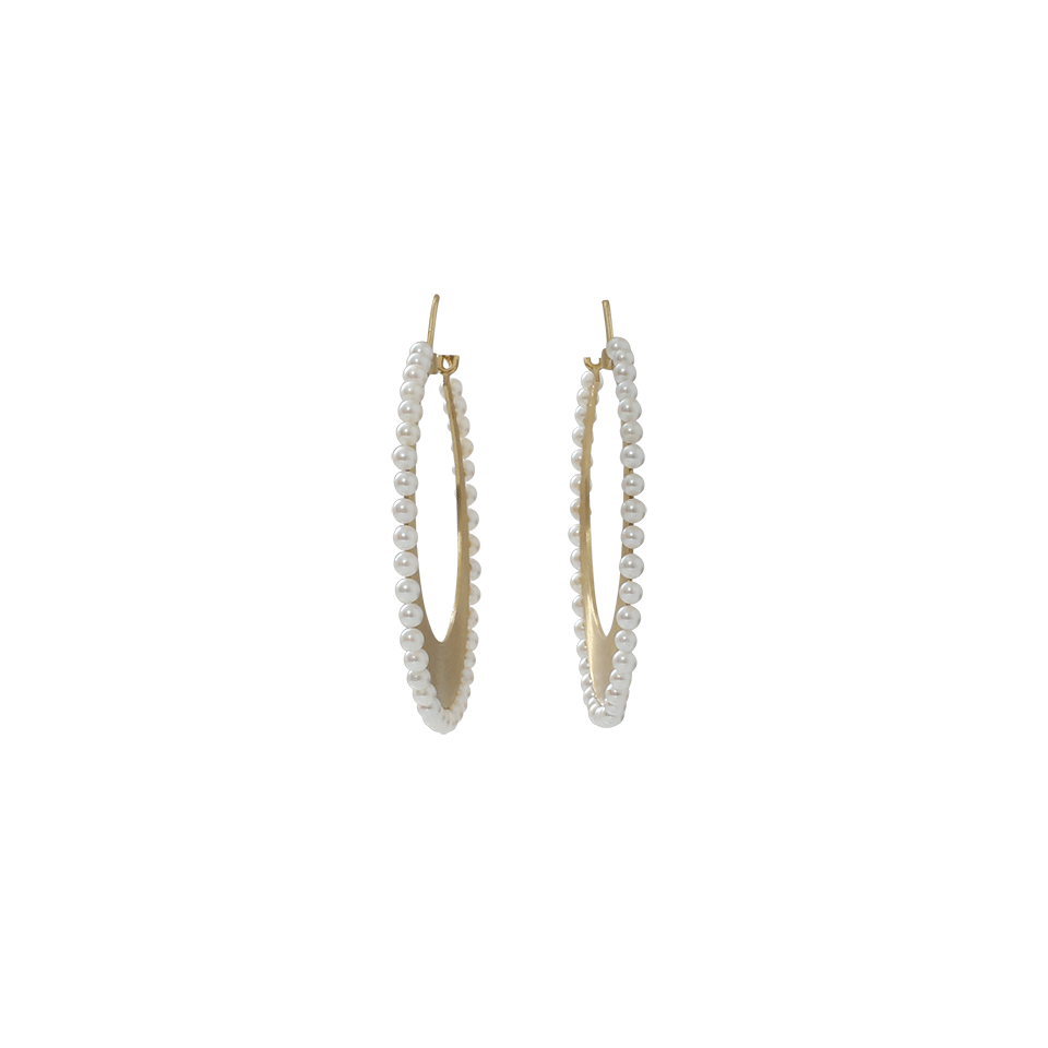 IRENE NEUWIRTH JEWELRY-Akoya Pearl Hoops-YELLOW GOLD