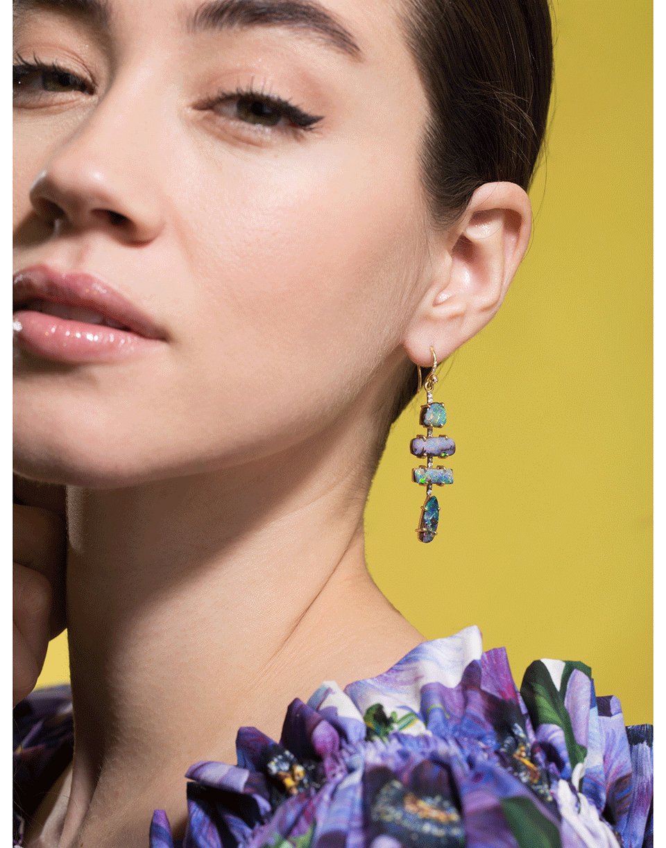 IRENE NEUWIRTH JEWELRY-Boulder Opal and Diamond Drop Earrings-YELLOW GOLD