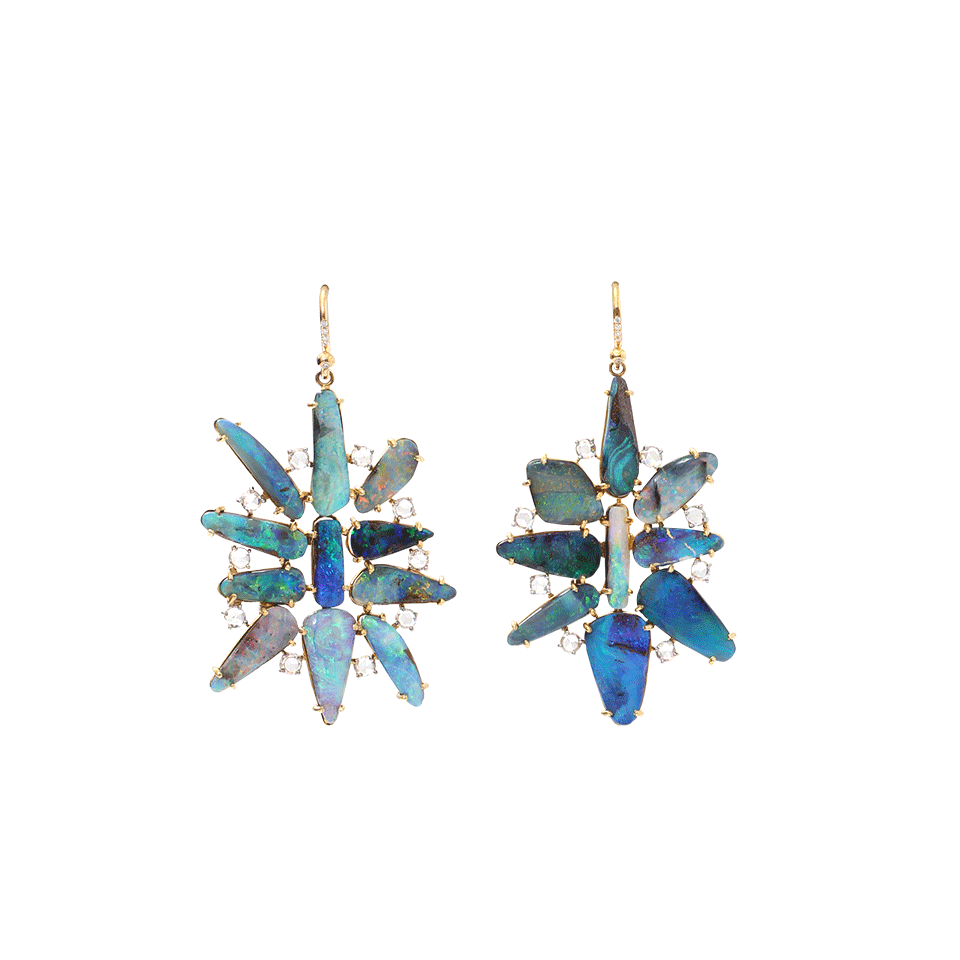 IRENE NEUWIRTH JEWELRY-Boulder Opal And Diamond Earrings-YELLOW GOLD
