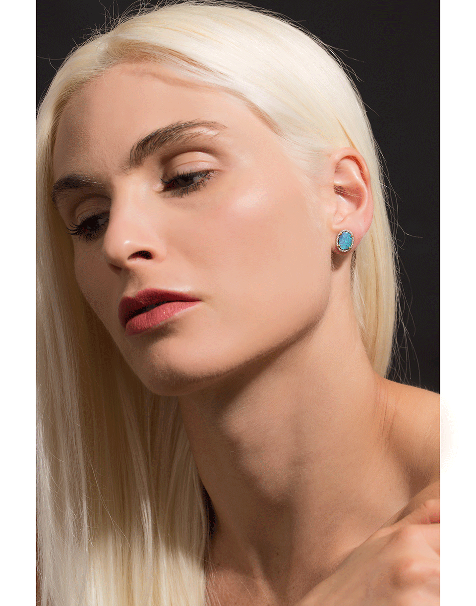 IRENE NEUWIRTH JEWELRY-Boulder Opal and Diamond Studs-YELLOW GOLD