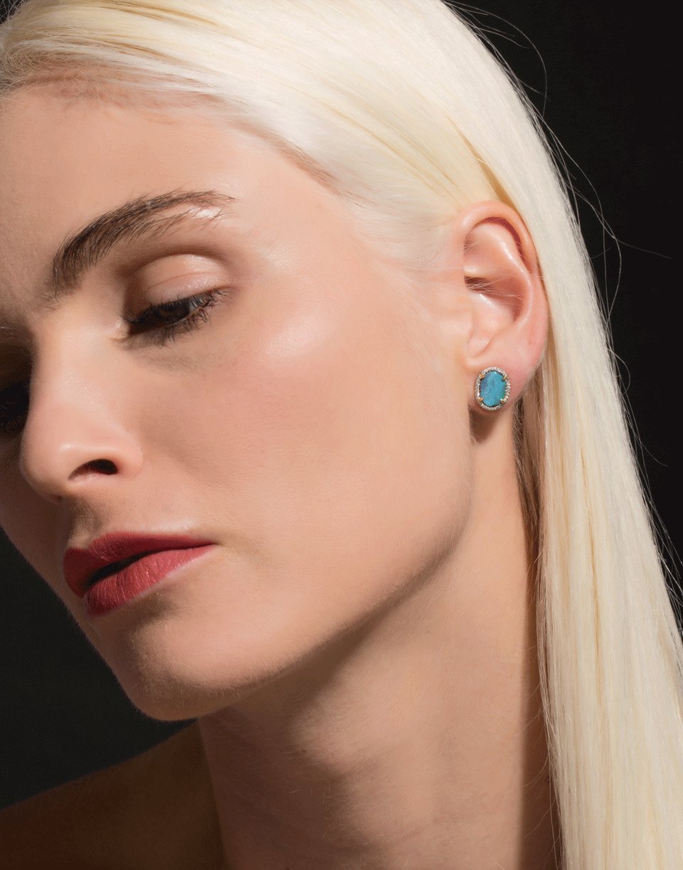 IRENE NEUWIRTH JEWELRY-Boulder Opal and Diamond Studs-YELLOW GOLD