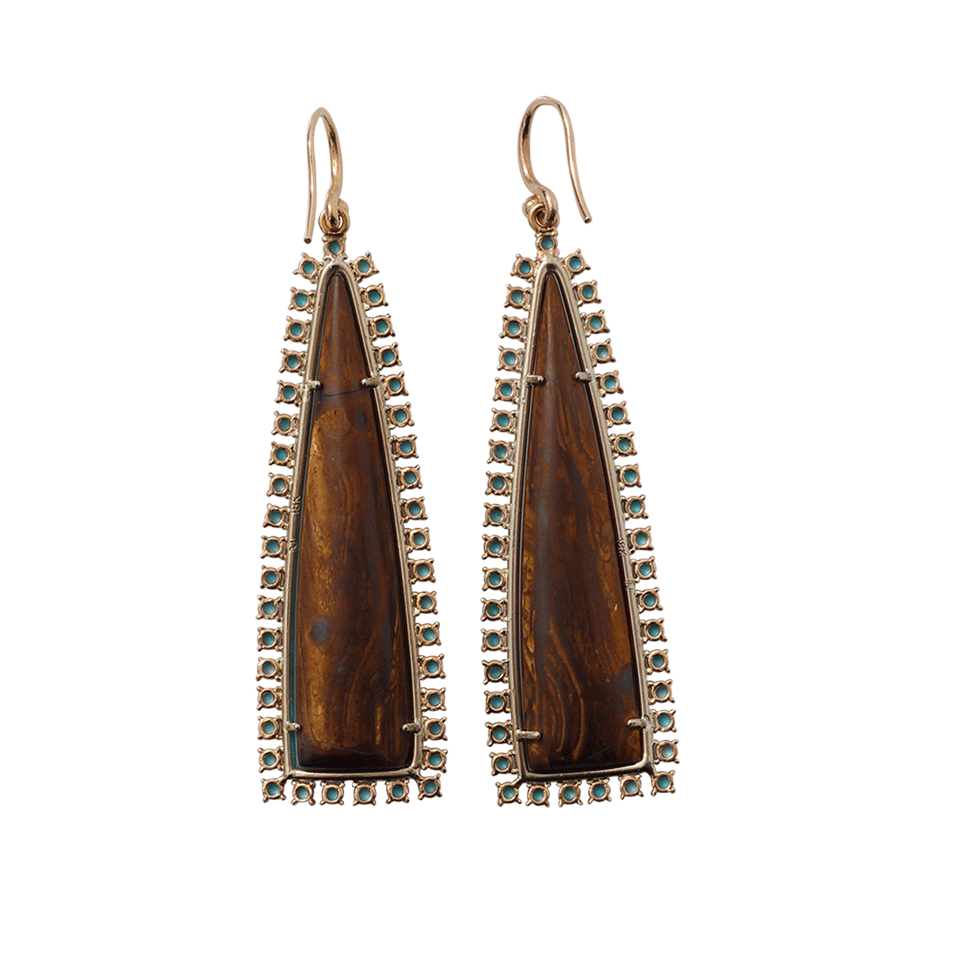 IRENE NEUWIRTH JEWELRY-Boulder Opal And Turquoise Earrings-YELLOW GOLD