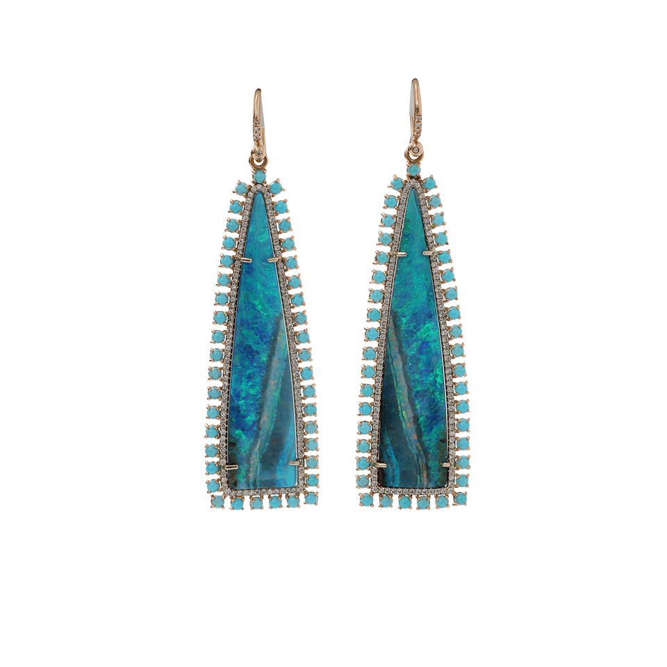 IRENE NEUWIRTH JEWELRY-Boulder Opal And Turquoise Earrings-YELLOW GOLD