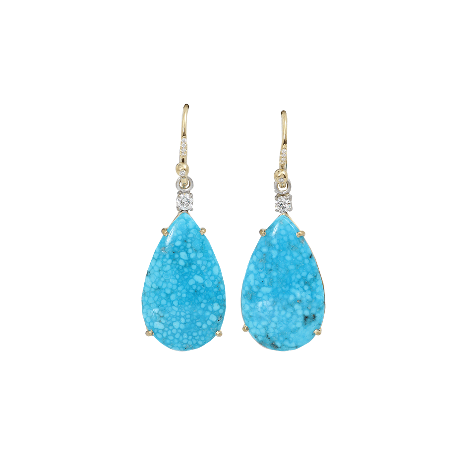 IRENE NEUWIRTH JEWELRY-Crown Spring Turquoise Earrings-YELLOW GOLD