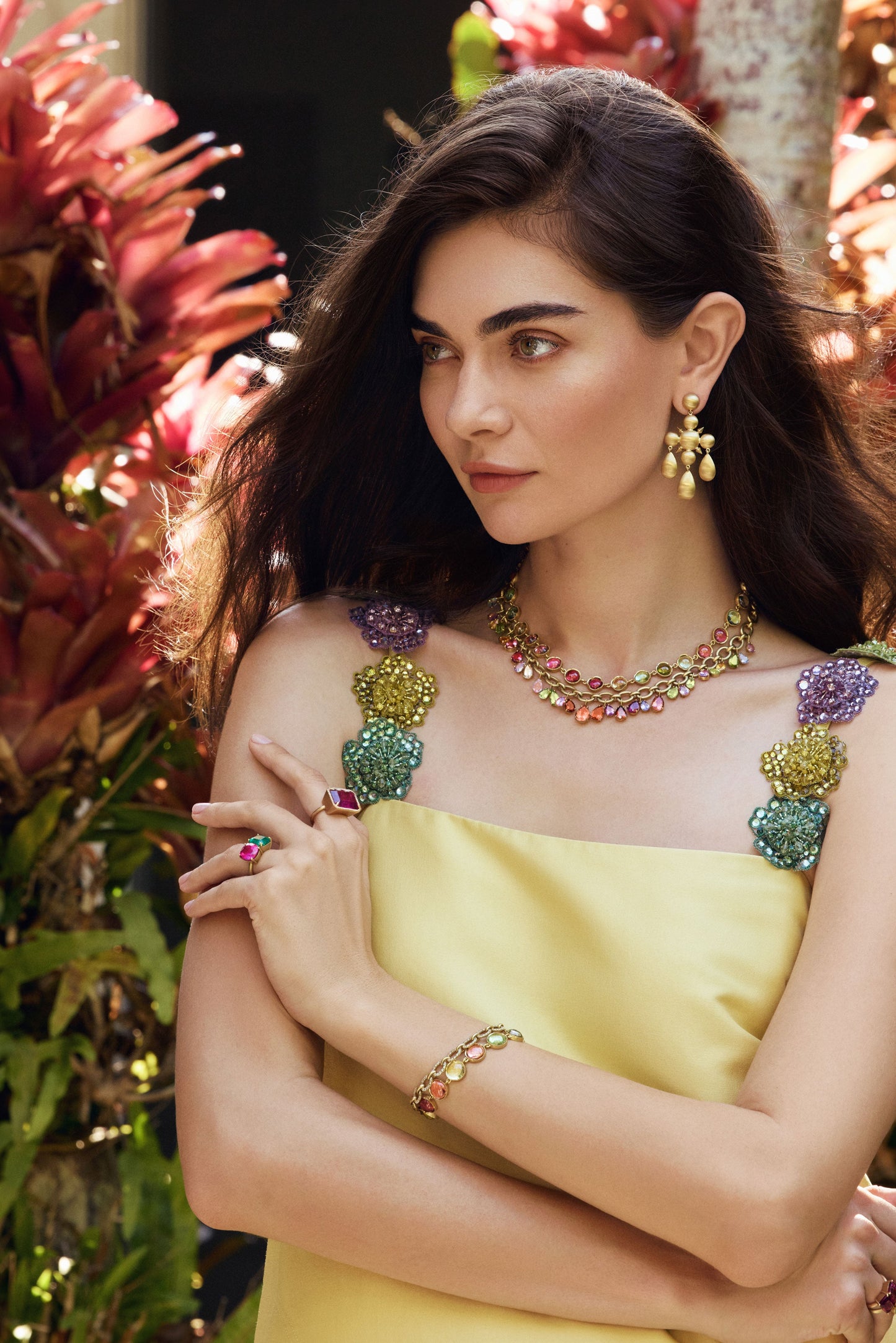 IRENE NEUWIRTH JEWELRY-Domed Chandelier Earrings-YELLOW GOLD