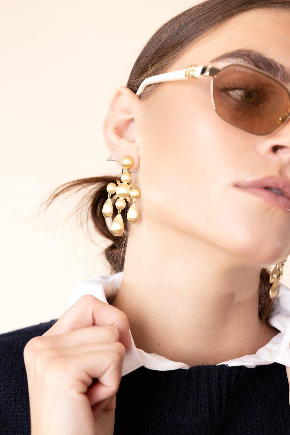 IRENE NEUWIRTH JEWELRY-Domed Chandelier Earrings-YELLOW GOLD