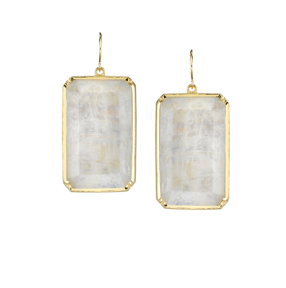 IRENE NEUWIRTH JEWELRY-Emerald Cut Moonstone Earrings-YELLOW GOLD