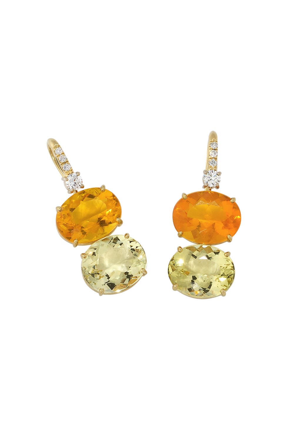 IRENE NEUWIRTH JEWELRY-Fire Opal and Beryl Gemmy Gem Earrings-YELLOW GOLD