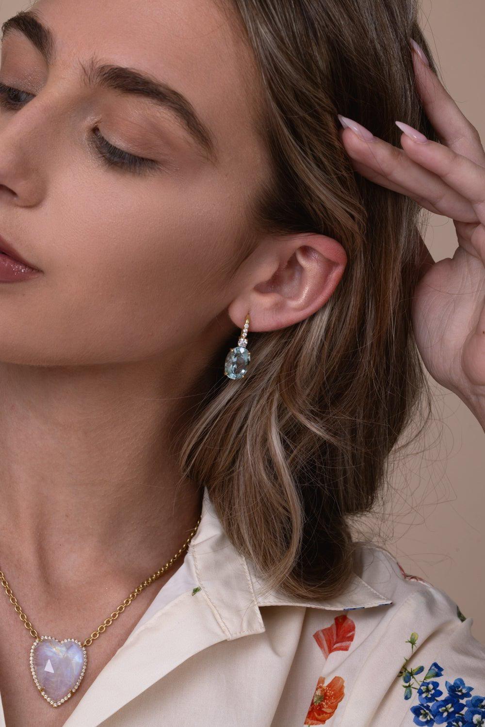 IRENE NEUWIRTH JEWELRY-Gemmy Gem Aquamarine and Diamond Earrings-YELLOW GOLD