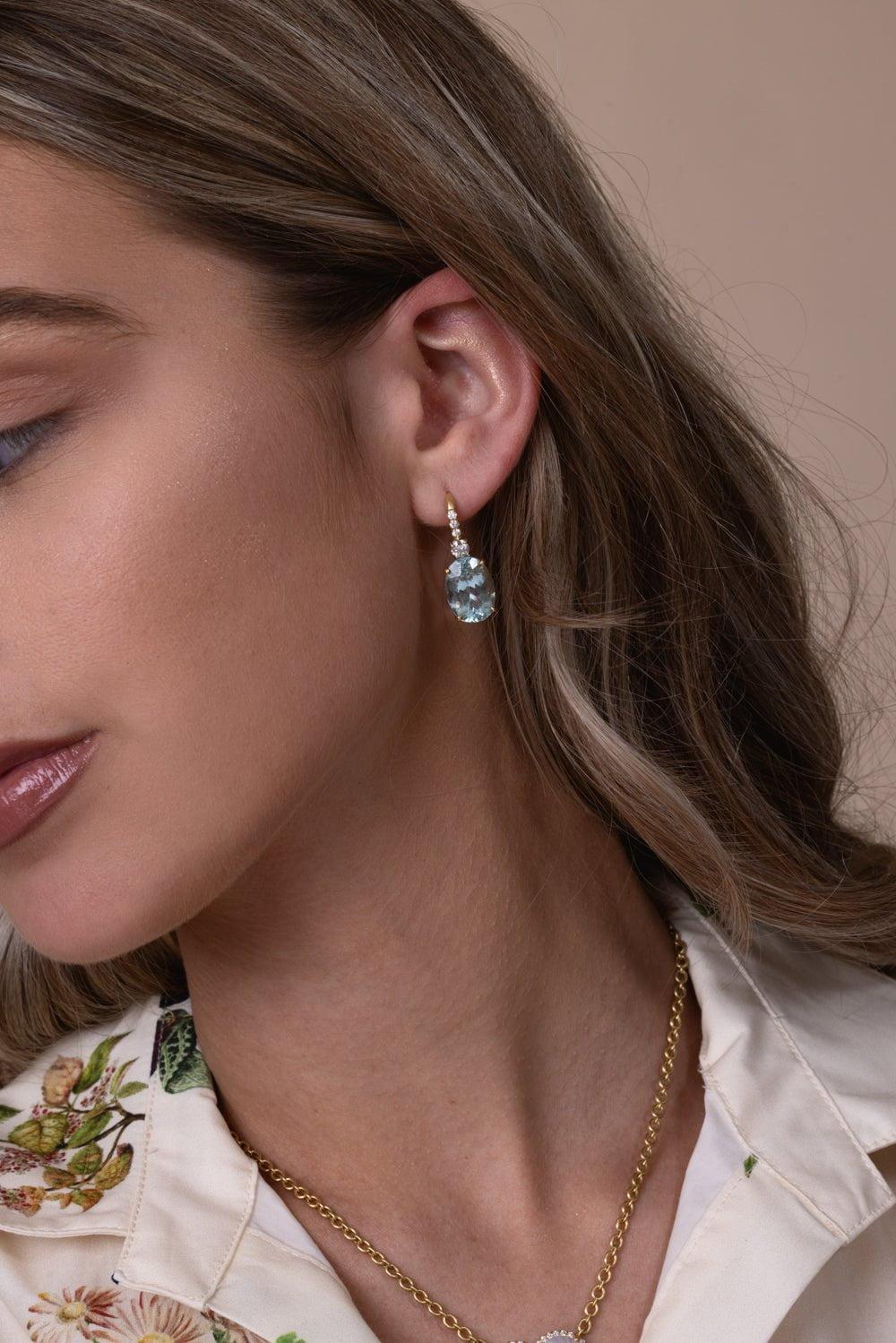 IRENE NEUWIRTH JEWELRY-Gemmy Gem Aquamarine and Diamond Earrings-YELLOW GOLD