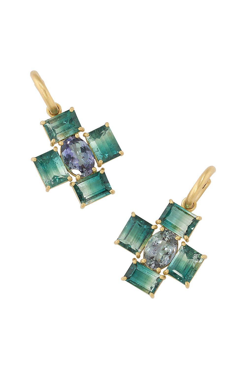 IRENE NEUWIRTH JEWELRY-Gemmy Gem Tourmaline Huggie Earrings-YELLOW GOLD