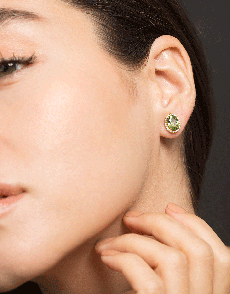 IRENE NEUWIRTH JEWELRY-Green Tourmaline and Diamond Pave Studs-YELLOW GOLD