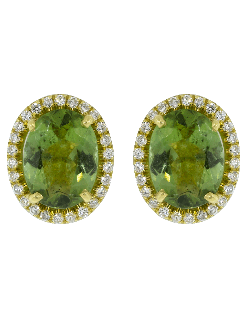 IRENE NEUWIRTH JEWELRY-Green Tourmaline and Diamond Pave Studs-YELLOW GOLD