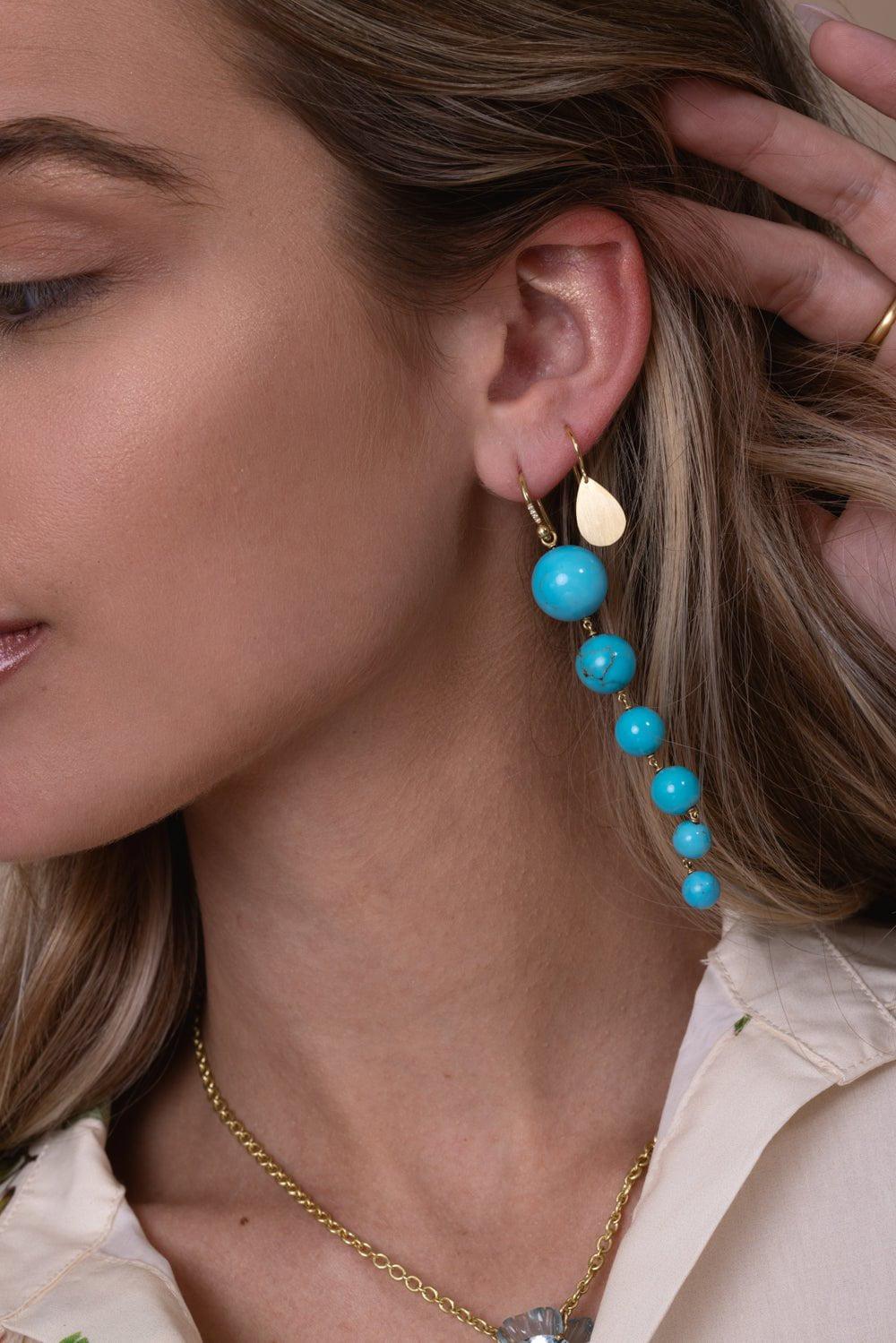 IRENE NEUWIRTH JEWELRY-Gumball Turquoise Drop Earrings-YELLOW GOLD