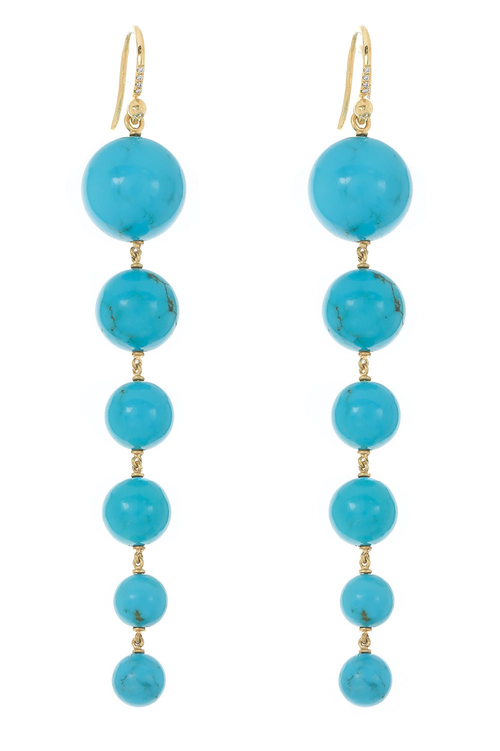 IRENE NEUWIRTH JEWELRY-Gumball Turquoise Drop Earrings-YELLOW GOLD