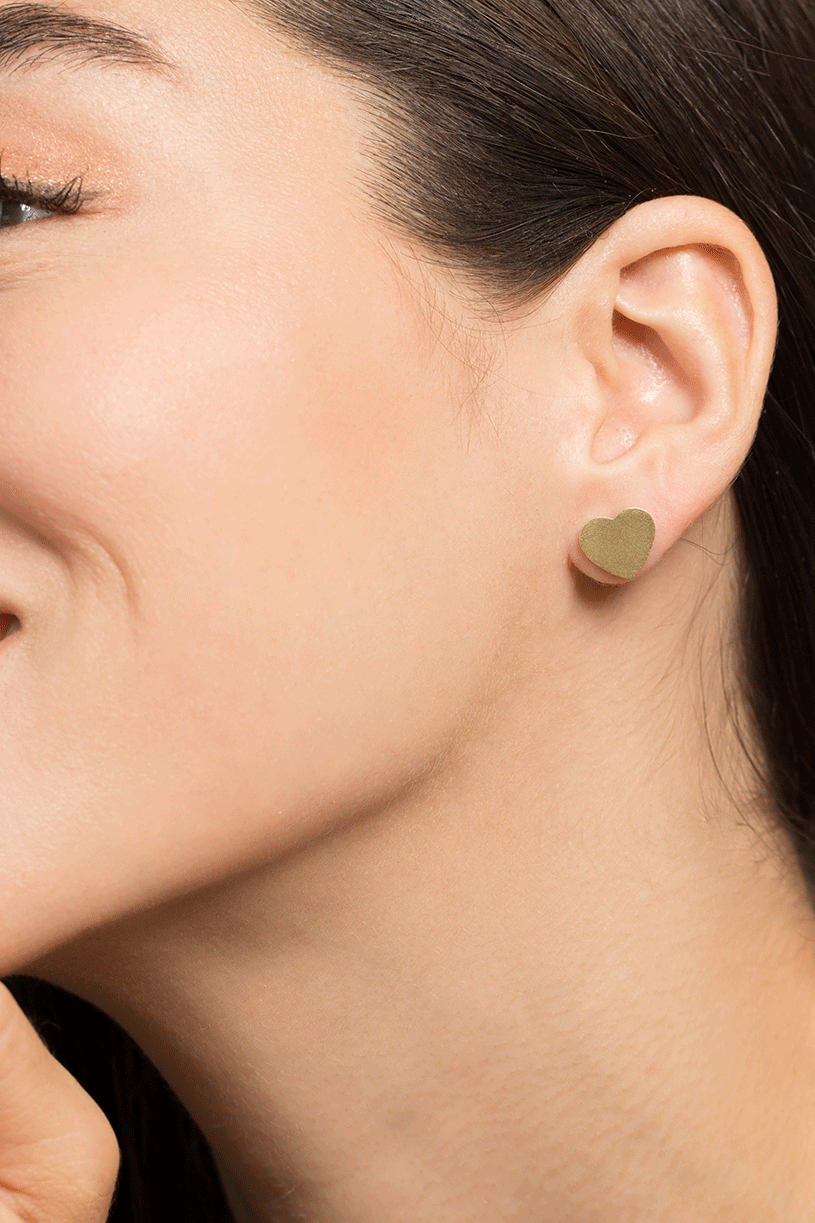 IRENE NEUWIRTH JEWELRY-Heart Stud Earrings-YELLOW GOLD