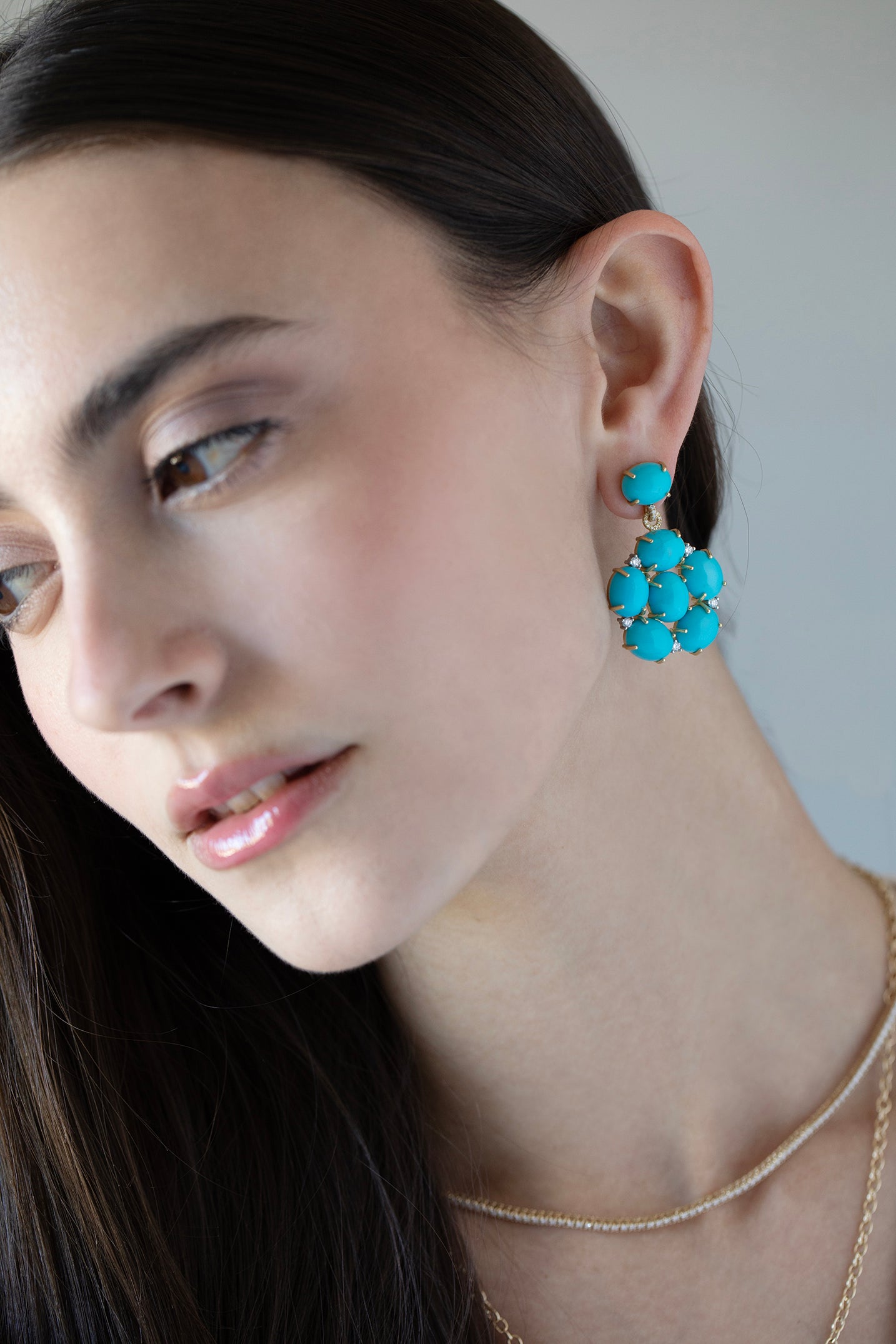 IRENE NEUWIRTH JEWELRY-Kingman Turquoise Earrings-YELLOW GOLD