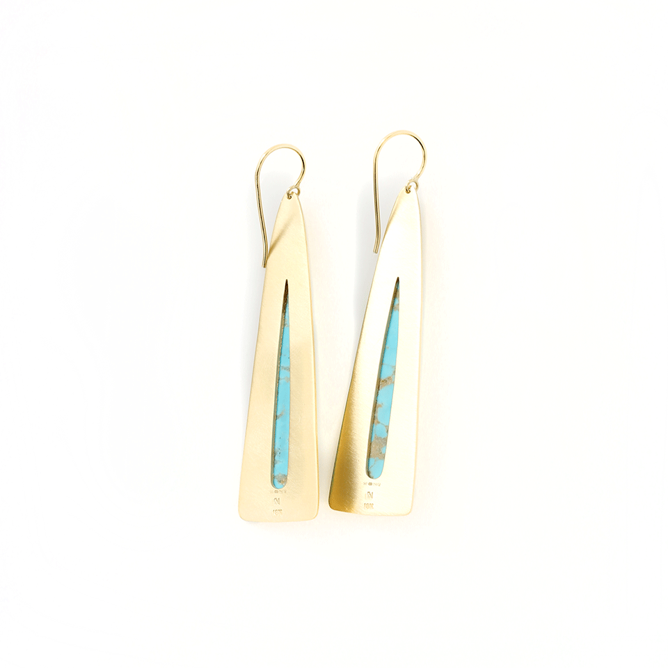 IRENE NEUWIRTH JEWELRY-Kingman Turquoise Earrings-YELLOW GOLD