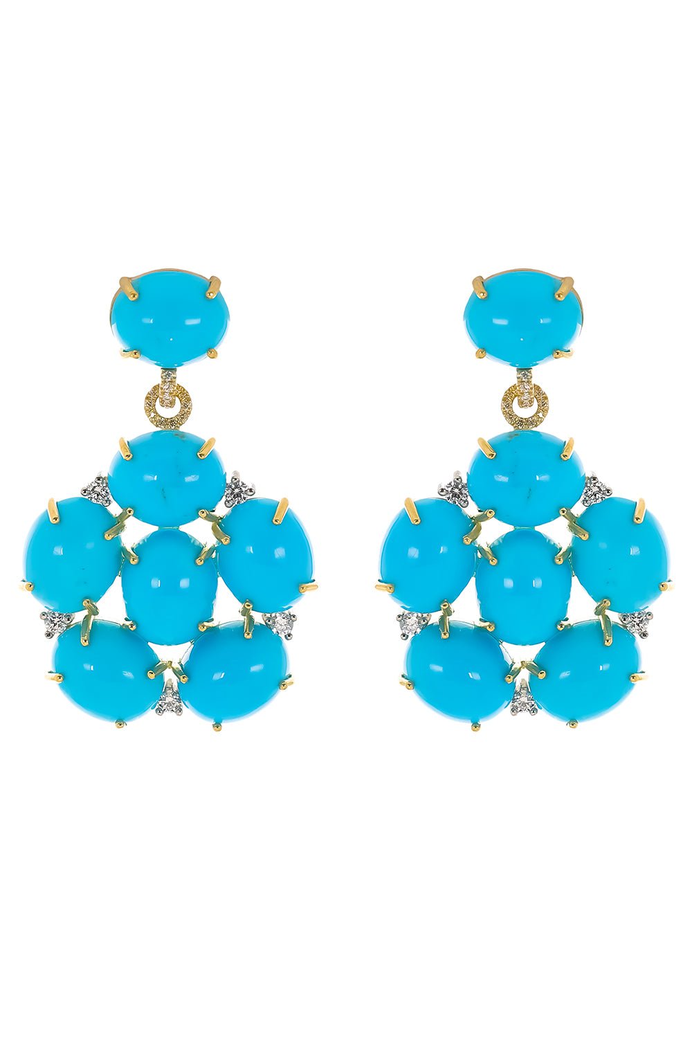 IRENE NEUWIRTH JEWELRY-Kingman Turquoise Earrings-YELLOW GOLD