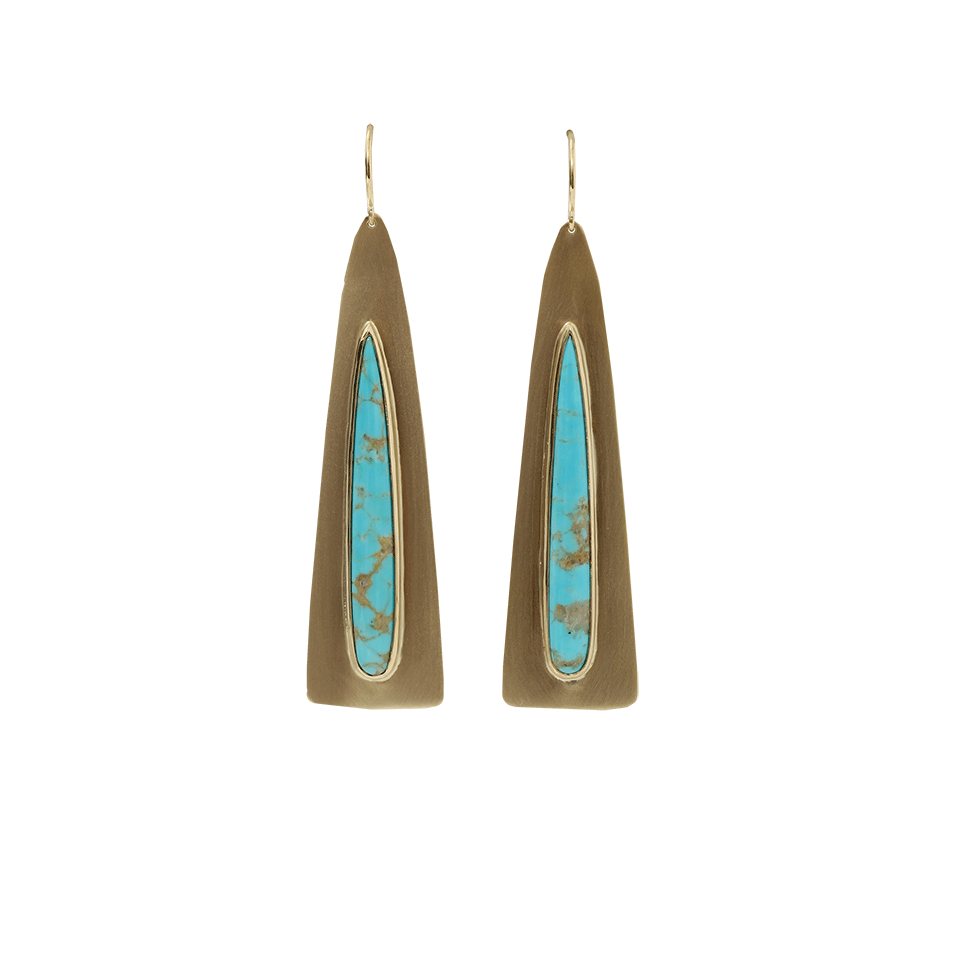 IRENE NEUWIRTH JEWELRY-Kingman Turquoise Earrings-YELLOW GOLD