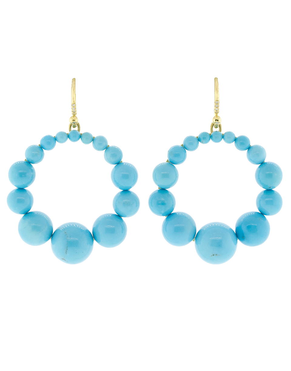 IRENE NEUWIRTH JEWELRY-Kingman Turquoise Hoop Earrings-YELLOW GOLD