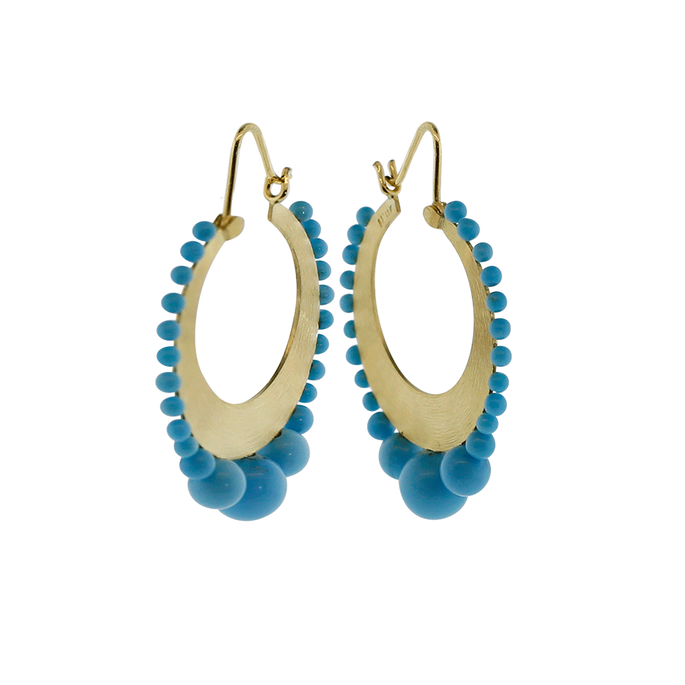 IRENE NEUWIRTH JEWELRY-Kingman Turquoise Hoops-YELLOW GOLD
